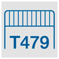 Icon mit einem blauen Lastschutzgitter auf weißem Hintergrund und der Aufschrift T479 darunter