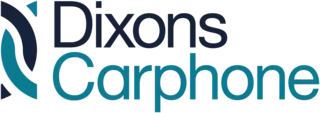 Logo des Unternehmens "Dixons Carphone" mit zwei ineinander verschlungenen blauen Linien
