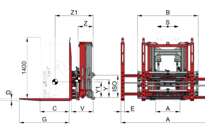 Doppel-Palettengerät mit Vorschubgabelträger T429/T149Z - 2