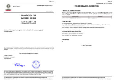 Bureau Veritas - eines der weltweit führenden Unternehmen im Bereich Testing, Inspection und Certification - hat KAUP für die Produktion von Container Spreadern zertifiziert. Bureau Veritas - eines der weltweit führenden Unternehmen im Bereich Testing, Inspection und Certification - hat KAUP für die Produktion von Container Spreadern zertifiziert.