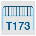 Icon with blue load backrest on white background and the inscription T173 below it