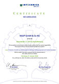 KAUP certificado de gestión medioambiental DIN EN ISO 14001 (versión en inglés) KAUP certificado de gestión medioambiental DIN EN ISO 14001