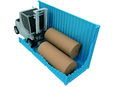 KAUP-Produktinnovation: Der maximale Seitenschub des Tragdorns gewährleistet das exakte Positionieren der Papierrolle an der Containerwand