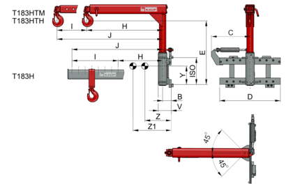 Crane Jib T183H, T183HTM, T183HTH <sup>1)</sup> - 2