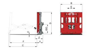 Klemmschieber mit Seitenschub und Palettensparer T146S