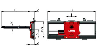 Schematic representation of a support mandrel from KAUP with side view and inscriptions