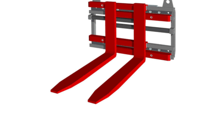 Animated representation of a fork positioner that can be extended to the right and left