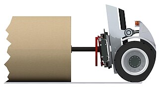 Graphical representation of a carrying ram from the side, which holds a lying roll