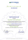 KAUP certificado de gestión medioambiental DIN EN ISO 14001 (versión en alemán) KAUP certificado de gestión medioambiental DIN EN ISO 14001