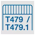 Icon mit blauem Lastschutzgitter auf weißem Hintergrund und der Aufschrift T479/T479.1 darunter