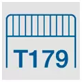 Icon with blue load backrest on white background and the inscription T179 below it