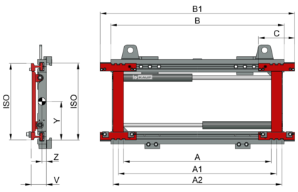 Zinkenverstellgerät für Schubmaststapler T160B