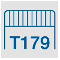 Icône avec un dosseret de charge bleu sur fond blanc et l'inscription T179 en dessous