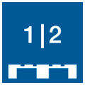Icono azul y blanco que representa posicionadores de horquillas múltiples del T429/T149Z