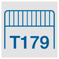 Icon with blue load backrest on white background and the inscription T179 below it
