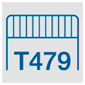 Icon with a blue load backrest on a white background and the inscription T479 underneath it