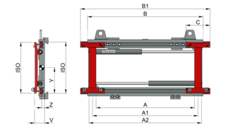 Zinkenverstellgerät für Schubmaststapler T160B