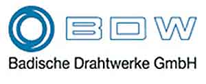 Logotipo de la empresa "Badische Drahtwerke GmBH" con un círculo azul y la abreviatura "BDW"