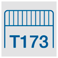 Icône avec un dosseret de charge bleu sur fond blanc et l'inscription T173 en dessous